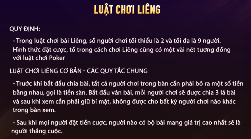 Luật chơi Liêng online